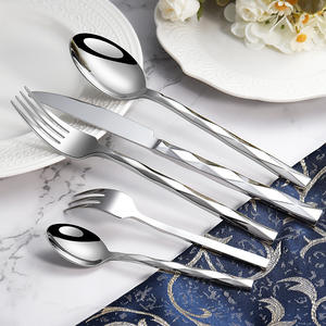 ชุดช้อนส้อมมีดสแตนเลสทรงเหลี่ยม ด้ามจับทรงสี่เหลี่ยม ปลายมีดทรงเพชร คุณภาพสูง หนาพิเศษ สำหรับโรงแรมและร้านอาหาร - Product Image 1