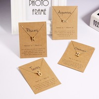 Colliers pour femmes élégants avec pendentifs, chaîne en or, collier ras du cou, astrologie, 12 signes du zodiaque, avec carte