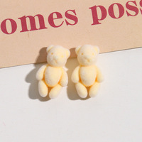 Breloques en peluche floquée colorée en forme d'animal de dessin animé 15*24mm, ours à dos plat, boutons à coudre pour accessoires de bijoux DIY