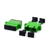 Coupleur optique monomode SC APC duplex monobloc avec bride vert