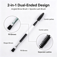 Pinceau à sourcils professionnel double embout en poils synthétiques, brosse à sourcils angulaire, peigne à cils, pour visage et yeux, logo personnalisé, fabricant OEM ODM