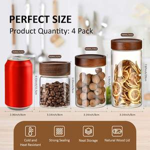 Recipiente de Vidrio Borosilicato de Alta Calidad para Almacenamiento de Alimentos en la Cocina, con Tapa Hermética de Madera de Acacia, Apto para Microondas y Resistente al Calor - Product Image 2