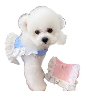 Arnés para Perro con Ribete de Encaje, Transpirable, Correa para el Pecho para Razas Pequeñas, Azul y Rosa - Product Image 4