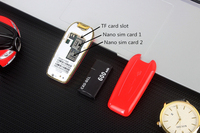 Mini teléfono móvil F488, dispositivo pequeño con botón pulsador, SIM Dual, MP3, BT, marcador, llave de coche, Voz Mágica
