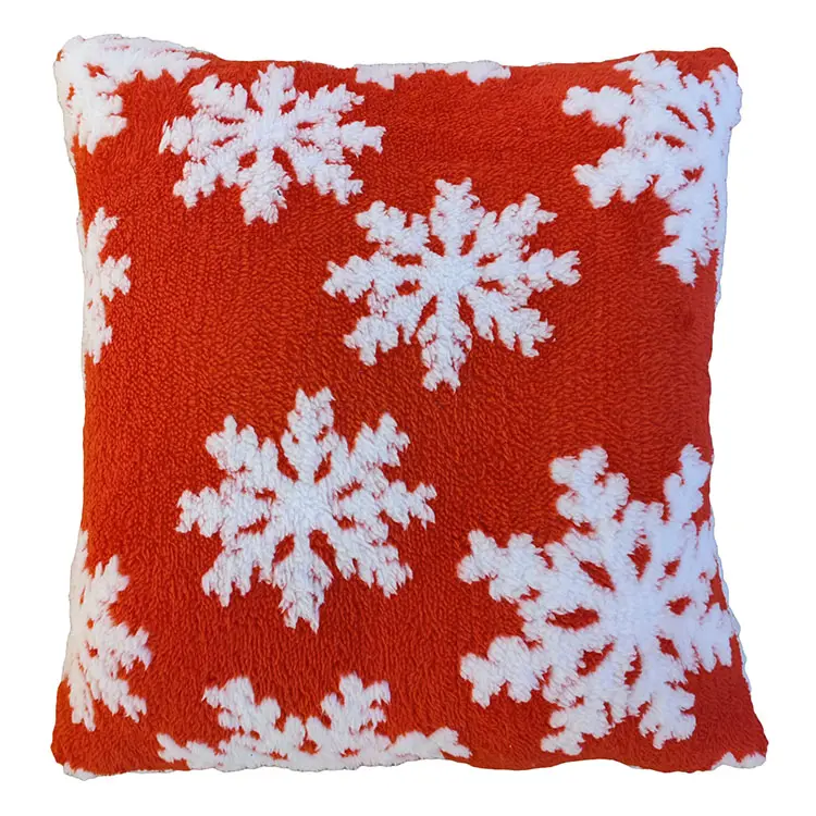 Housses de coussin en peluche Vintage Flocons de neige Hiver Décoratif Carré Housse de coussin de Noël