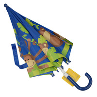 19*8K Design classique Parapluie droit pour enfants Ouverture manuelle Pongé en plastique avec dessin animé bon marché Singe enfant Walmart