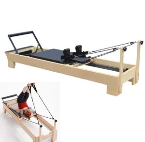 Pilates Set 5 Potong Mesin Reformer Elina Pilates Kayu Putih Tempat Tidur Pilates untuk Latihan Rumah & Studio 100 Jenis Olahraga.