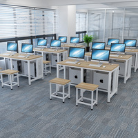 Chaise et bureau d'ordinateur simple ou double en acier au design contemporain pour l'école ou la formation multimédia Salle informatique