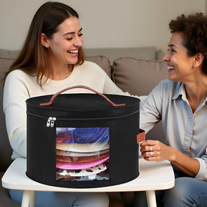 Boîte à chapeaux ronde en feutre grande capacité pour femmes, étui de rangement portable pour casquettes de cowboy, idéal pour le voyage - Product Image 5