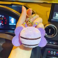 Nouveau porte-clés pendentif abeille en peluche mignonne, style dessin animé, breloque de sac, jouet, cadeau, décoration suspendue, porte-clés de voiture