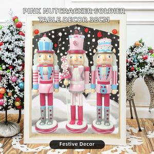 Shunbei Soldado Cascanueces de Madera Rosa de 38 CM, Decoración Navideña, Juguete de Marioneta Ecológico <span class=keywords><strong>con</strong></span> Acabado Brillante, Adorno de Mesa - Product Image 2