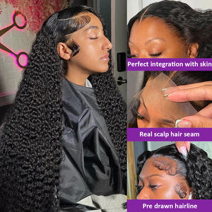 วิกผมแท้แบบดิบ บอร์มีส คิงกี้ เคอร์ลี่ แบบเปรู  วิกผมมนุษย์แบบติดลูกไม้ด้านหน้า 13x4 13x6  วิกผมแบบไม่ต้องใช้กาว HD  ลูกไม้โปร่งใส  วิกผมมนุษย์แบบติดลูกไม้ด้านหน้า - Product Image 3