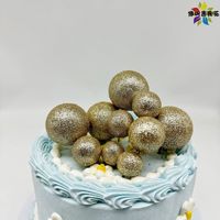 Boules de Mousse à Paillettes Décoration de Gâteau Joyeux Anniversaire Topper Faux Boule pour Décoration de Gâteau d'Anniversaire
