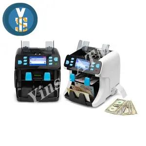 Ys-208C Two Pockets Cis Banknote Cash Value Counter Impressão térmica Moeda Counting Machine Cash Bill Counter