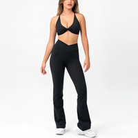 Ensemble de pantalon et haut de yoga tie-dye personnalisé avec taille élastique, tissu extensible quadridirectionnel respirant pour femmes - Commandes personnalisées en gros