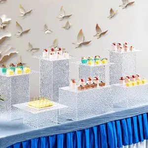 Ticari düğün parti ziyafet basit şeffaf iş tatlı raf akrilik öğleden sonra çay ekran kek standı