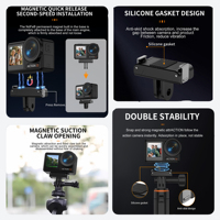 Dudukan Cepat Lepas 2-Claws Interface untuk DJI Osmo Action 5 Pro, Dudukan Kamera Aksi Logam untuk DJI Action 4/3 untuk Osmo 360