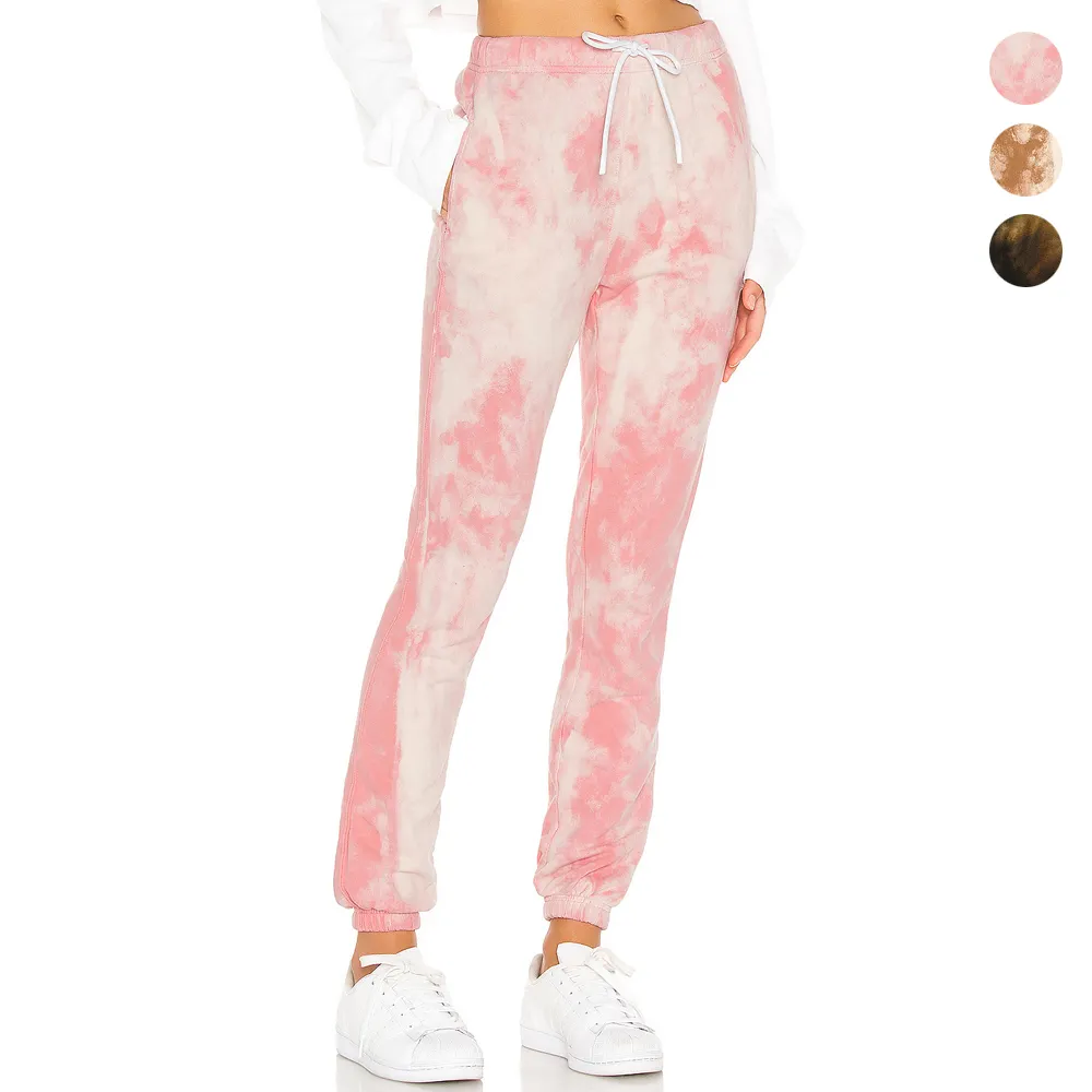 New Trending Product Fashion Women Custom Autumn Cotton High Waist Elastic Long Sweat Tie Dye Pants