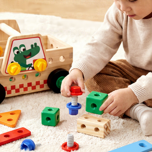 Ensemble de jouets en <span class=keywords><strong>bois</strong></span> pour tout-petits, boîte à outils de camion, jouets de construction <span class=keywords><strong>Montessori</strong></span> à démonter, jouet éducatif STEM, atelier de jeu d'imitation - Product Image 5
