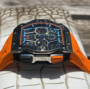 Reloj cronógrafo de carreras LuxuryRM65-01 con caja de fibra de carbono en forma de tonneau, movimiento mecánico automático esqueletizado, cristal de zafiro. - Product Image 5