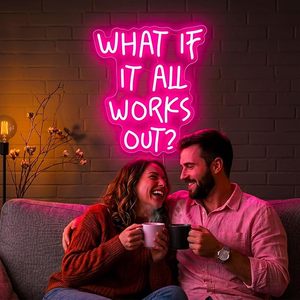 Insegna al neon, con scritta 'What if IT All Works Out', insegne al neon per decorazioni murali, decorazioni luminose alimentate tramite USB - Product Image 3