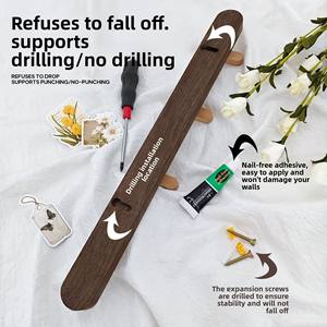 Crochets nordiques créatifs <span class=keywords><strong>en</strong></span> bois <span class=keywords><strong>massif</strong></span> crochets de rangée de sucette crochets d'entrée de mur <span class=keywords><strong>en</strong></span> bois pas besoin de percer des cintres - Product Image 5