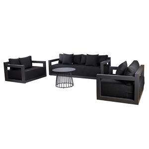 Lujo negro exterior Loveseat ajuste sofá muebles al aire libre jardín Patio aluminio seccional conversación sofá conjunto - Product Image 1