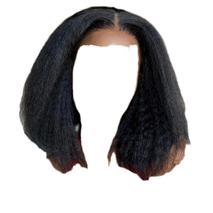 Perruque en cheveux humains vierges indiens 100% Kinky Straight Short 8-16 pouces 4x4 Lace Front résistante à la chaleur pour femmes américaines Livraison rapide - Product Image 1