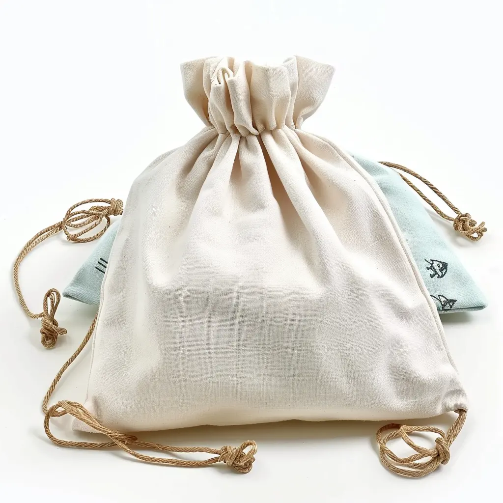Pochette réutilisable en lin de coton blanc Pochette anti-poussière pour vêtements doux Sacs artisanaux en coton lin sérigraphie avec logo personnalisé