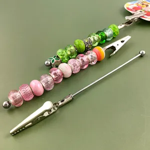 2mm que mới đến DIY beadable Đầu đọc thẻ chủ beadable Alligator Clip beadable Clip