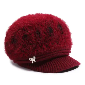 Penjualan langsung pabrik topi rajut wanita tahan dingin tebal Fashion murah praktis