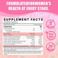 Gummies de Vitamines OEM ODM MYO D-Chiro Inositol 2050mg avec Oméga 3, B12, Magnésium, NAC, Méthylfolate – Soutient l'Équilibre Hormonal et Améliore l'Immunité