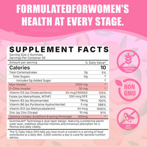 OEM ODM MYO & D-키로 2050mg 이노시톨 구미 오메가 3 B12 마그네슘 NAC 메틸 폴레이트 호르몬 균형 및 난소 지원 - Product Image 2