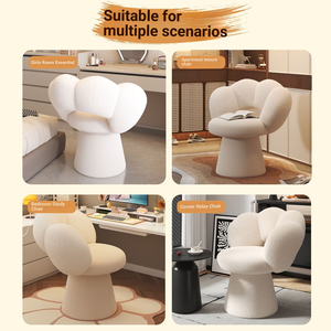 Luxury Petal-shaped Fabric Makeup Chair with Rotatable Backrest Modern Simple Design <strong>Bedroom</strong> Dressing <strong>Stool</strong> - Product Image 4