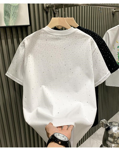 מותאם אישית rheinestone-הצוואר שרוול קצר חולצה אופנתי טיפה כתף היפ-הופ חולצת גברים - Product Image 6