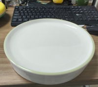 Assiette en mélamine incassable avec bord coloré 25 cm, plats plats, assiettes en mélamine, ensembles de vaisselle pour restaurant, vaisselle de mariage en mélamine