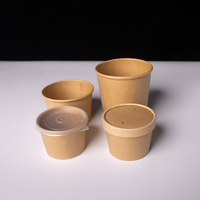 Bol à Poke en papier kraft biodégradable à paroi simple avec couvercle pour nouilles, soupes instantanées, biscuits, sucre - Logo personnalisé disponible