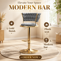 Tabouret de bar moderne en métal à hauteur réglable avec rotation à 360 degrés, mobilier de bar pour usage domestique et commercial