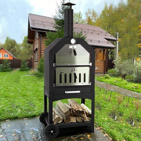 Four à pizza extérieur NL-2025, barbecue au charbon de bois, portable, en métal noir, petit four à pizza à flamme de bois, gril extérieur