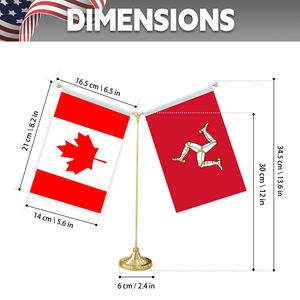 Drapeau de table en forme de Y avec base en métal pour décorations de mini-drapeaux personnalisables (drapeau du Canada et de l'île de Man) - Product Image 2
