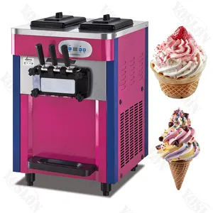 Máquina Expendedora de helados YOSLON comercial de servicio suave con nieve enrollada, congelador continuo, 3 sabores, fabricación de helados