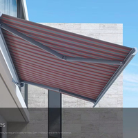 Auvent rétractable motorisé électrique en tissu imperméable et résistant aux UV pour terrasse extérieure, patio, montage mural, maison