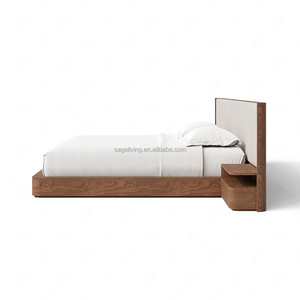 Sageliving Handcrafted <b>Modern</b> Style Solid Wood Fabric <b>Bed</b> Extended for a Stylish Bedroom FL24BN025-2 <b>Modern</b> Design and - Product Image 3