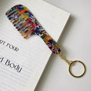 Logo Travel Cute Women Eco-Friendly Durable Zinc Alloy Tortoise <b>Shell</b> Marble Acrylic Wide Tooth Mini Pendant Keychain Pocket - Product Image 5