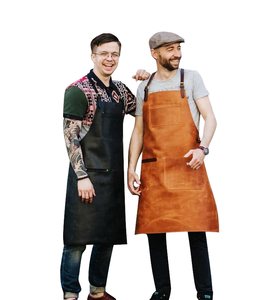 Custom Vintage Fashionable Durable Reusable Waist Work Bar Butcher BBQ Welding Dark Black Genuine <b>Leather</b> <b>Apron</b> - Product Image 1