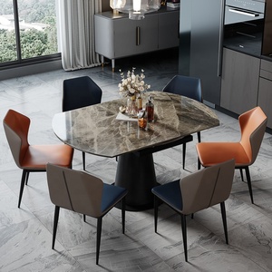 Usine pivotante nordique 12mm <span class=keywords><strong>Table</strong></span> basse <span class=keywords><strong>Table</strong></span> à manger ronde extensible de luxe <span class=keywords><strong>Table</strong></span> à manger ronde en céramique avec centre rotatif - Product Image 4