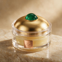 Pot en verre noir de style arabe de luxe personnalisé avec couvercle en or gaufré, récipient décoratif pour parfum, pour Bakhoor