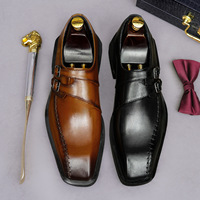 Chaussures de gros haut de gamme pour hommes, style vintage, en cuir véritable, décontractées et habillées, à enfiler avec boucle décorative