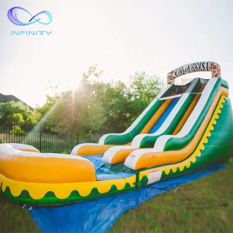 Trẻ Em Thương Mại Inflatable Slide Với Pool 20ft Nhiệt Đới Inflatable Ướt Khô Slide Ngoài Trời Inflatable Bounce House