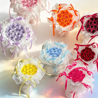 Bouquet de mini roses éternelles style coréen, boîte carrée, fait main, haut de gamme, élégant, écologique, longue durée (3-5 ans), cadeau de Saint-Valentin